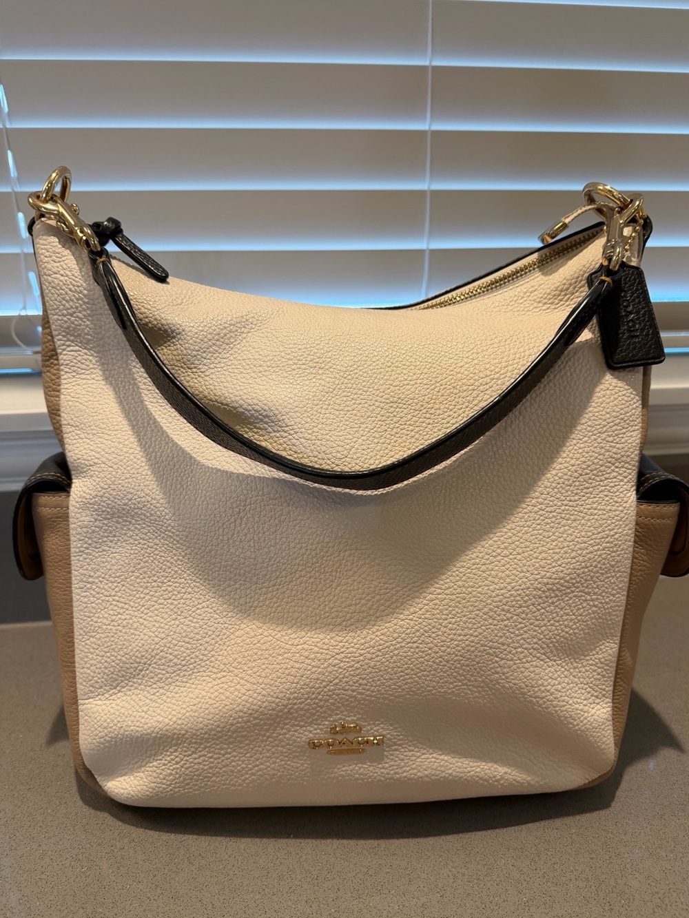 Coach Pennie Pebbled Colorblock Leather Shoulder Bag